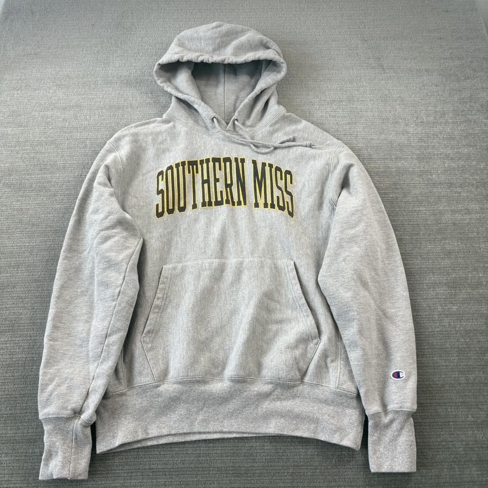Champion Reverse Weave Hoodie Men M Gray Southern Miss Collegiate Casual Pockets